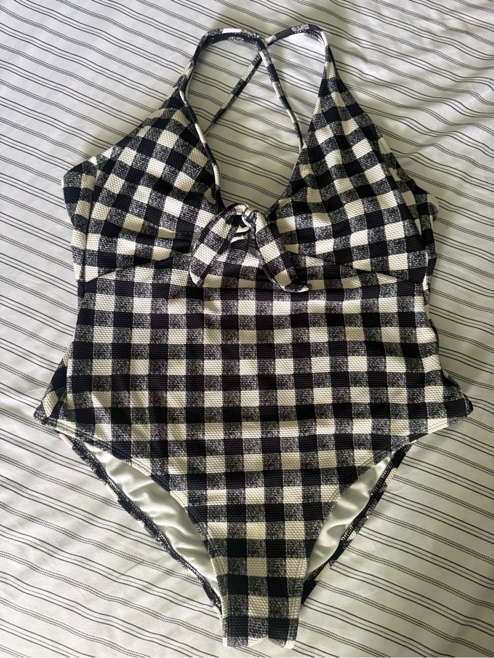 Shade & Shore Black and White Gingham One-Piece Swimsuit